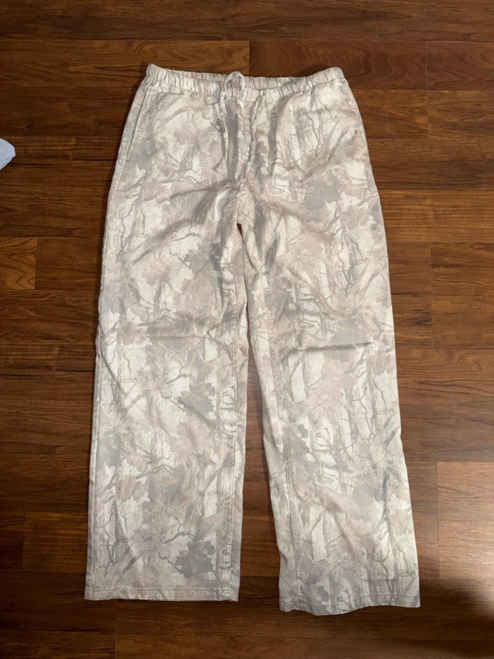 Vanilla Star Wide Leg Pants in Beige and Light Gray Camouflage